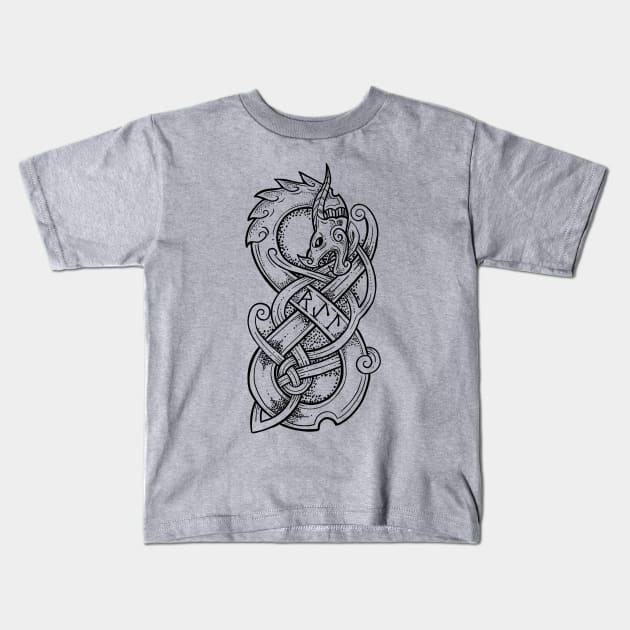 Norse style dragon Kids T-Shirt by BlackForge